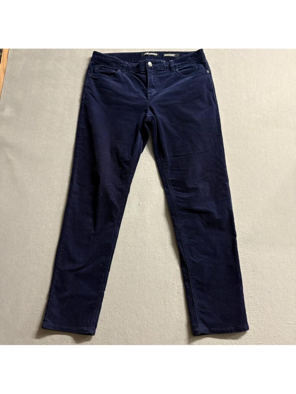 Joe Fresh Corduroy Pants Womens 10 Navy Blue Classic Slim Stretch Cord Pants